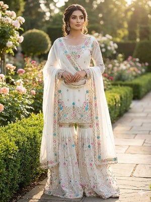 Embroidered Silk Wedding wear Sharara Set