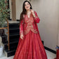 Embroidered Simar Silk Lehenga Set with Koti and Shrug