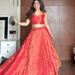 Embroidered Simmer Silk Lehenga with Koti