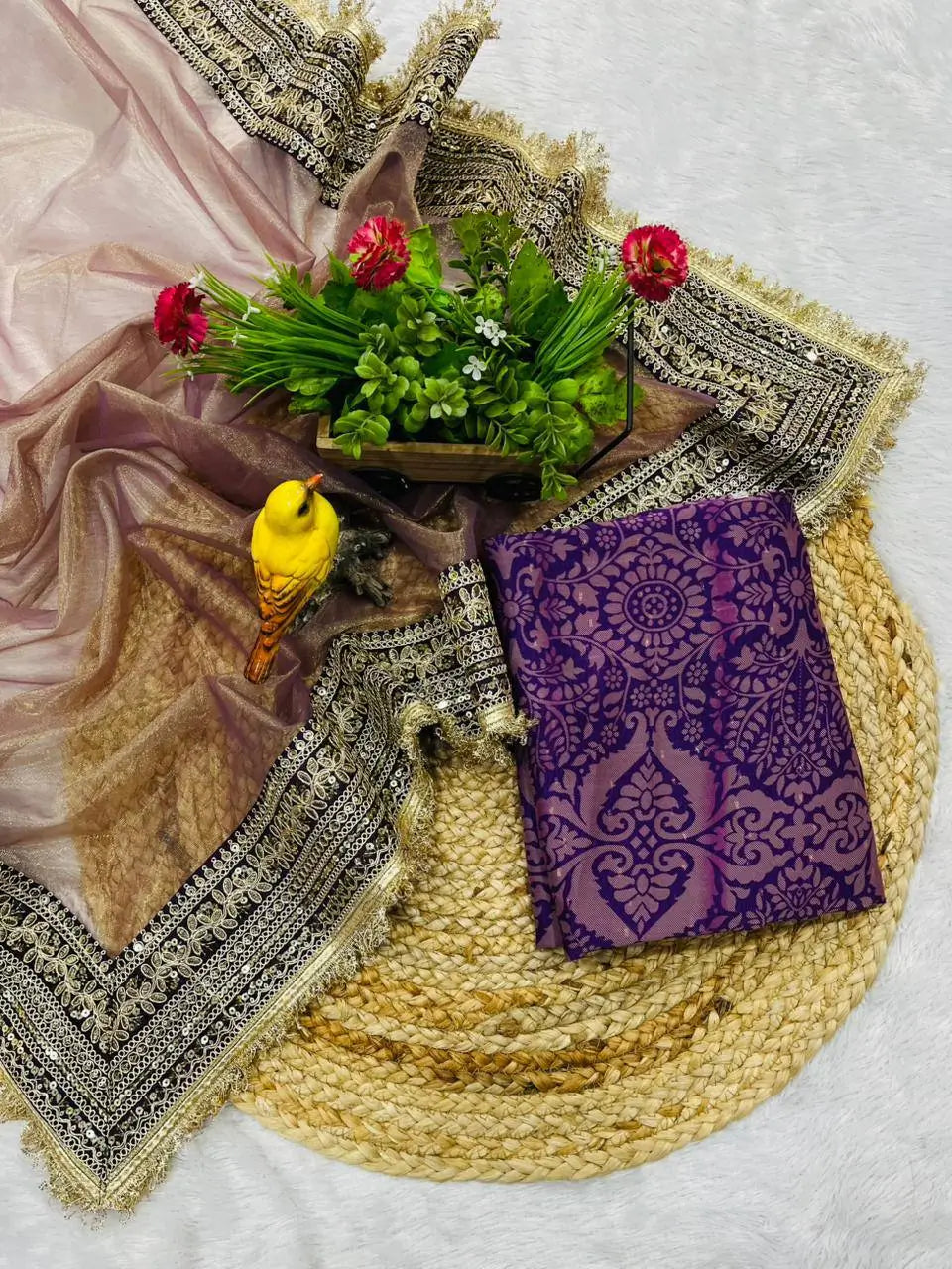 Embroidered Soft Net Designer Saree