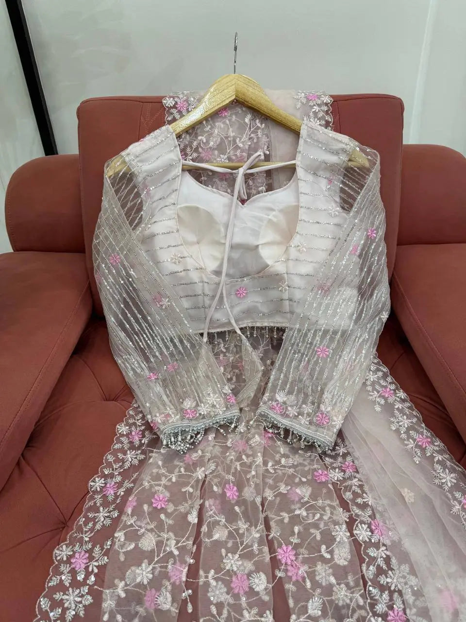 Embroidered Soft Net Designer Saree With Dupatta