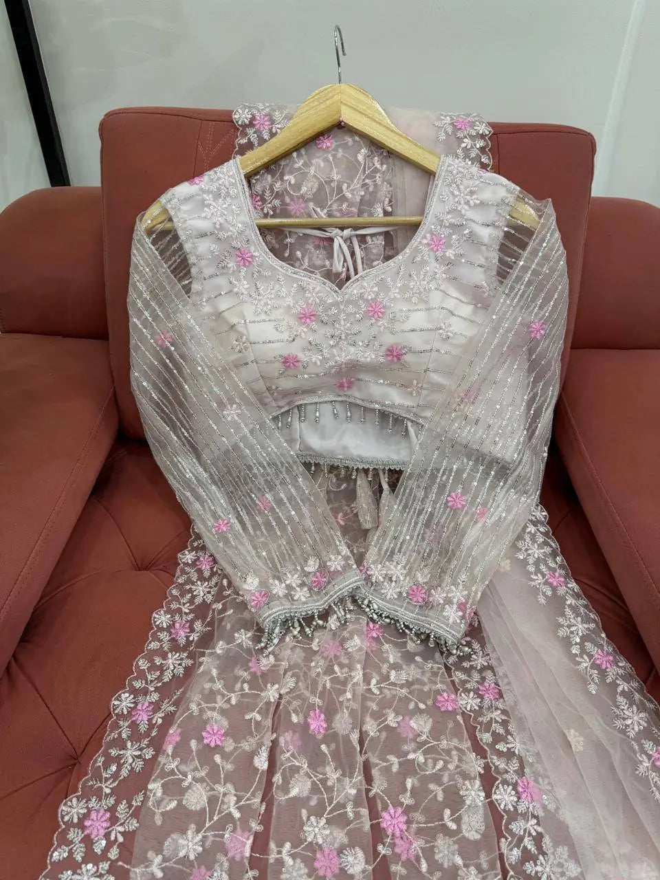 Embroidered Soft Net Designer Saree With Dupatta