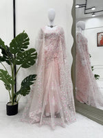 Embroidered Soft Net Designer Saree With Dupatta