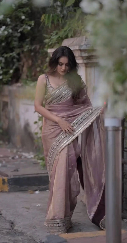 Embroidered Soft Net Designer Saree