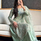 Embroidered Soft Net Palazzo Suit with Dupatta