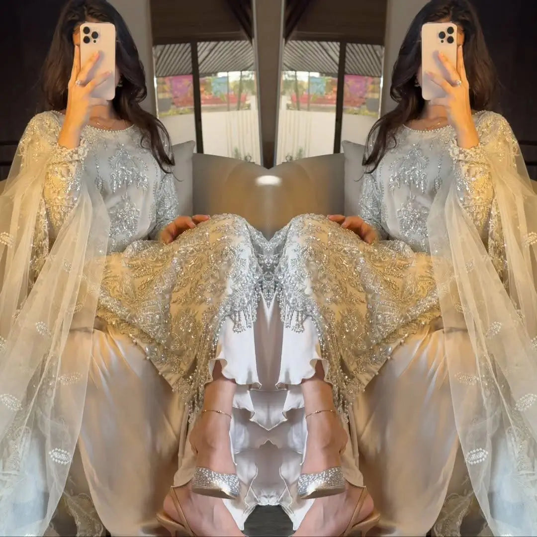 Embroidered Soft Net Palazzo Suit with Dupatta