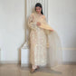 Embroidered Soft Net Suit with Silk Pants and Dupatta