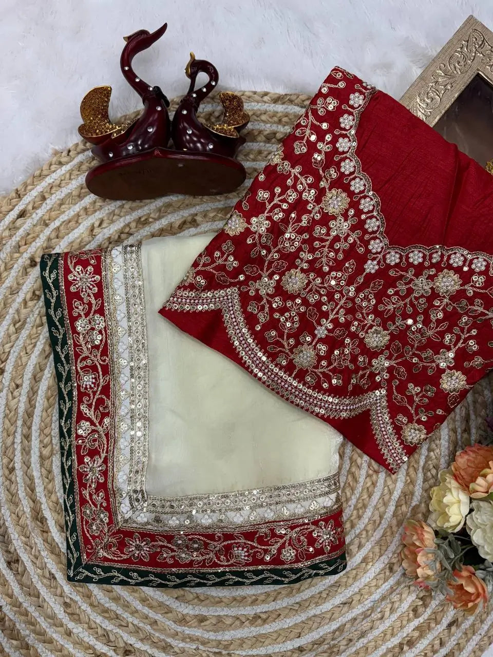 Embroidered Space Silk Saree with Banglori Silk Blouse