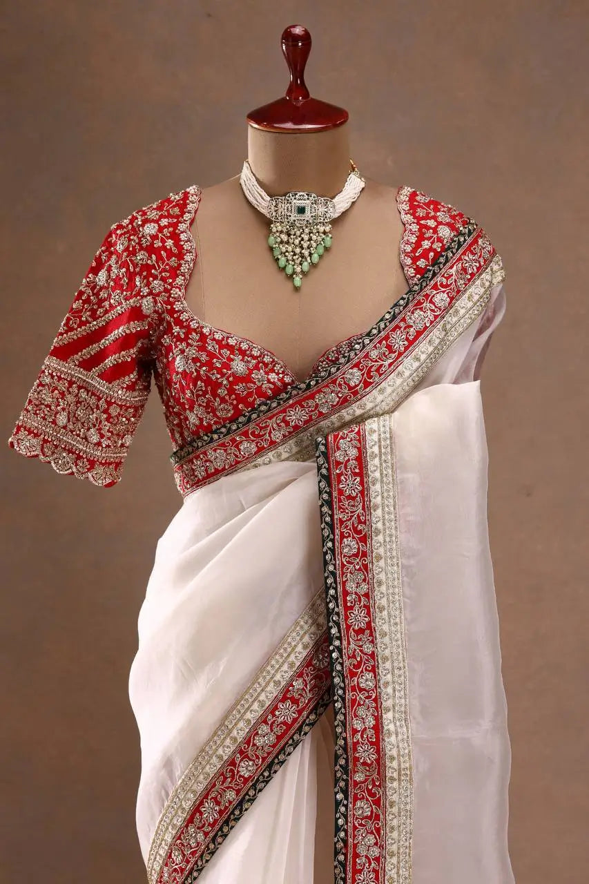 Embroidered Space Silk Saree with Banglori Silk Blouse
