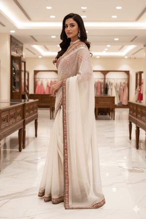 Embroidered Space Silk Saree with Banglori Silk Blouse