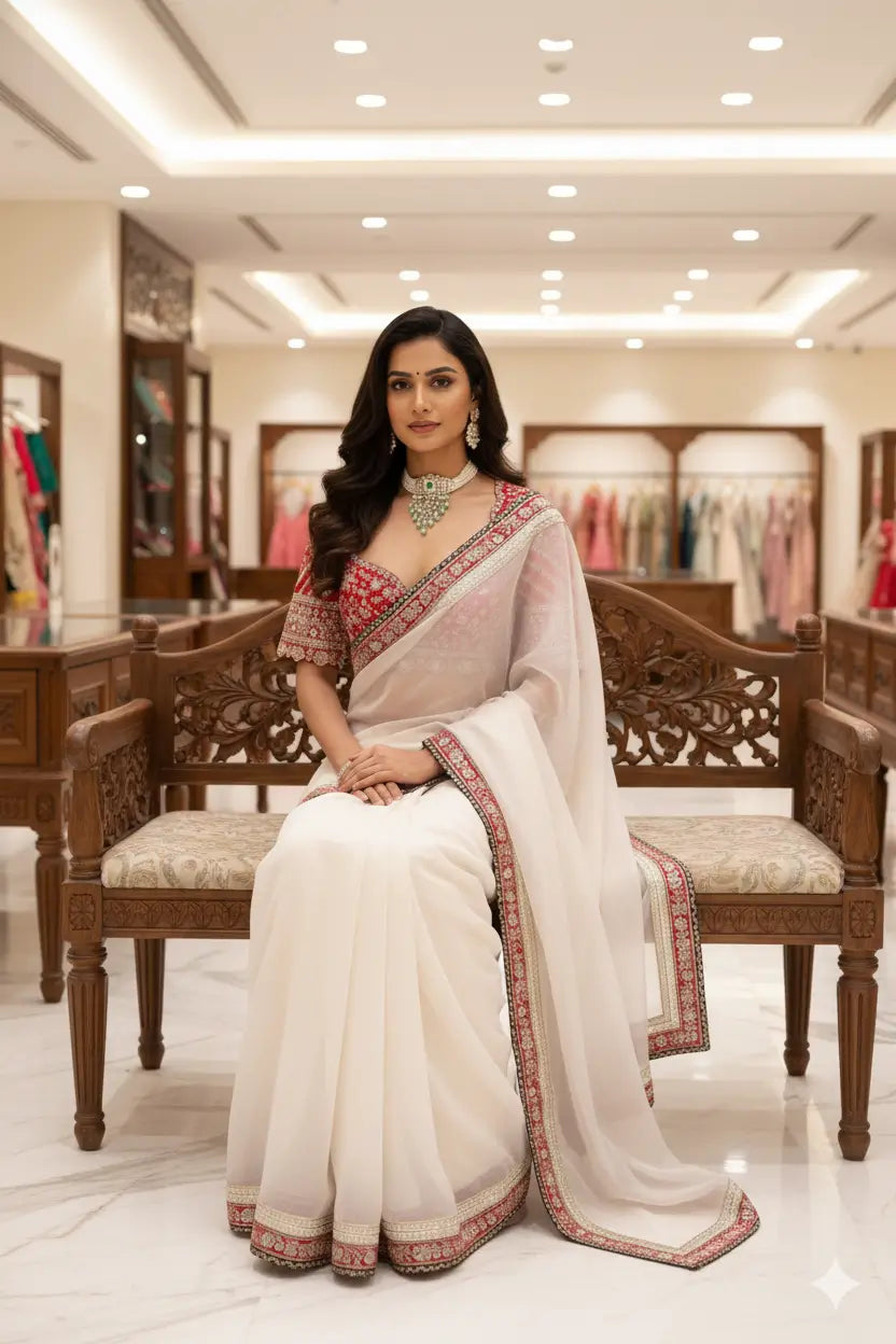 Embroidered Space Silk Saree with Banglori Silk Blouse