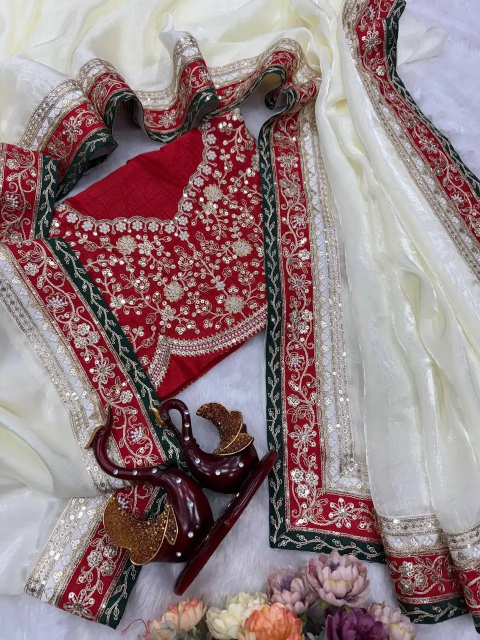 Embroidered Space Silk Saree with Banglori Silk Blouse