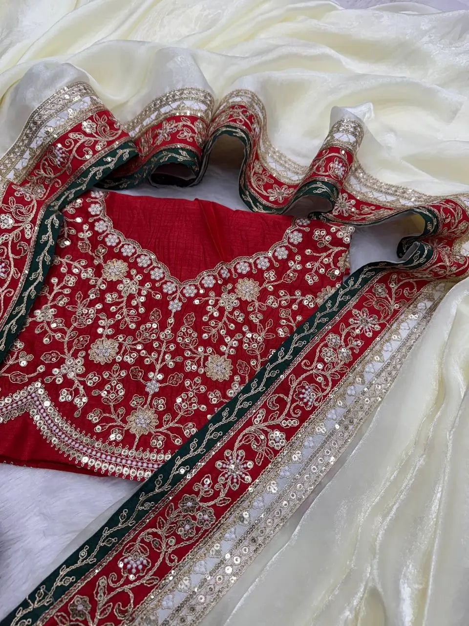 Embroidered Space Silk Saree with Banglori Silk Blouse