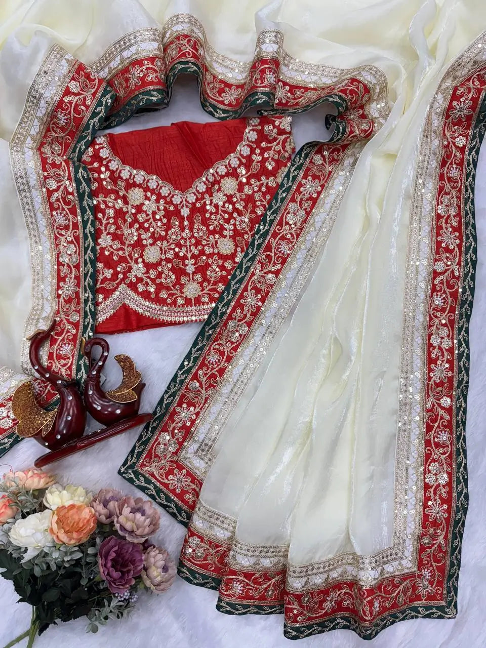 Embroidered Space Silk Saree with Banglori Silk Blouse