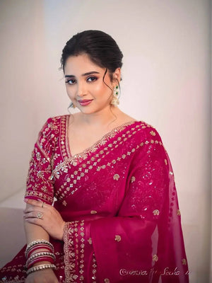 Embroidered Space Silk Saree with Zari and Sequins Work