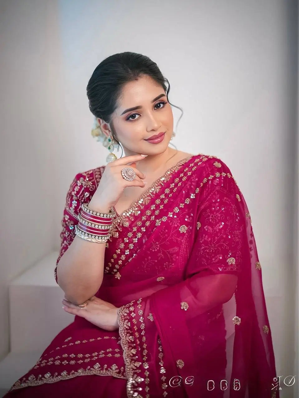 Embroidered Space Silk Saree with Zari and Sequins Work