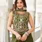 Embroidered Star Georgette Blouse Palazzo Set