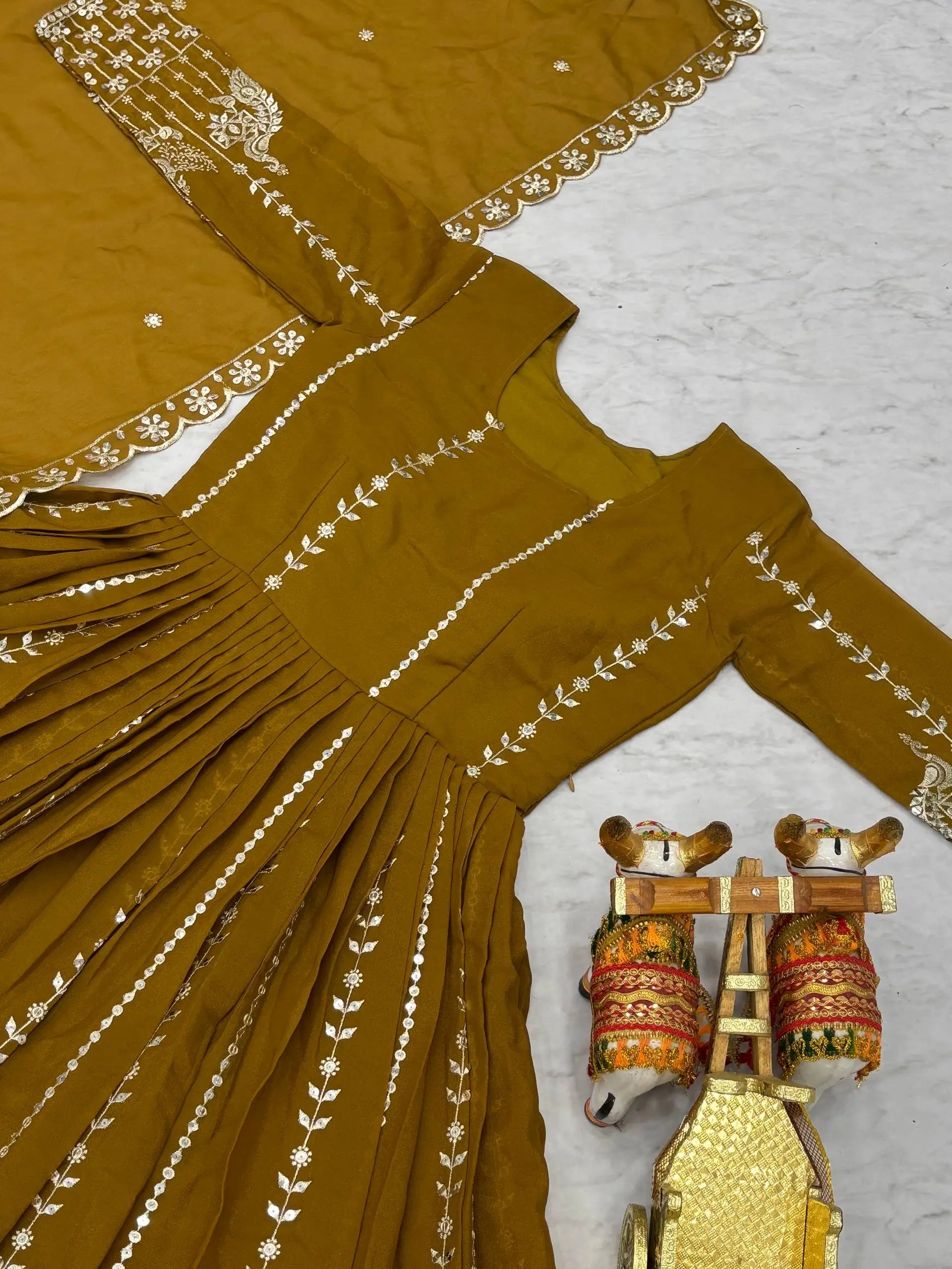 Embroidered Star Georgette Festival Gown Set