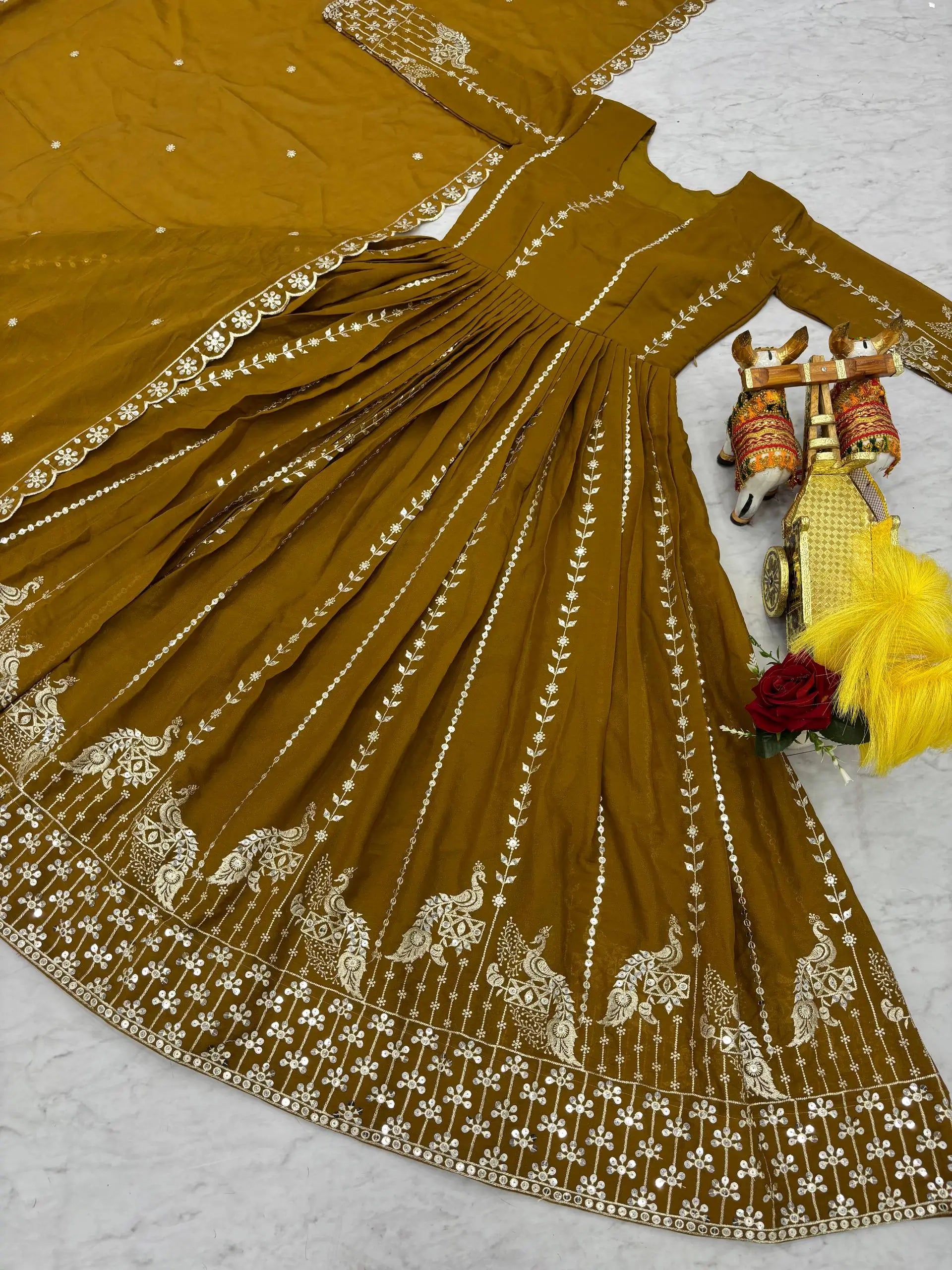 Embroidered Star Georgette Festival Gown Set