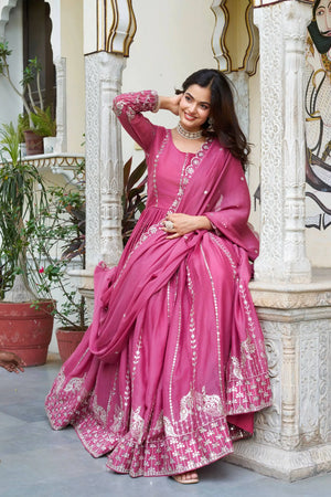 Embroidered Star Georgette Festival Gown Set