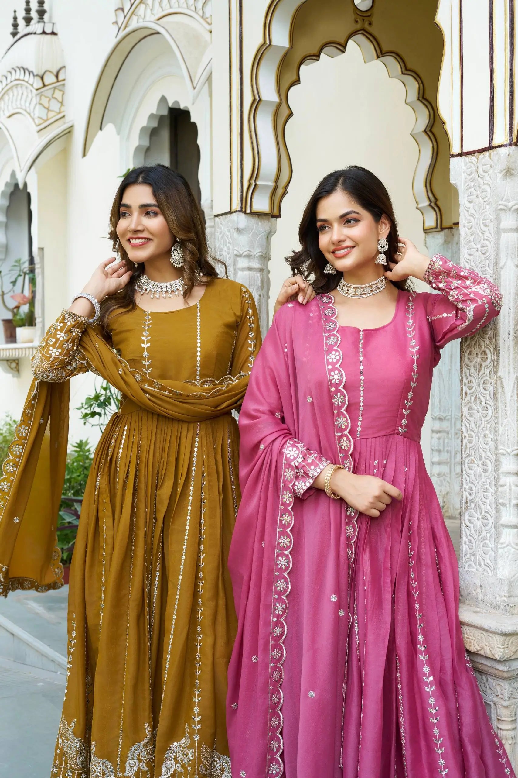 Embroidered Star Georgette Festival Gown Set