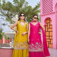 Embroidered Star Georgette Kurti Palazzo Set with Dupatta