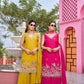Embroidered Star Georgette Kurti Palazzo Set with Dupatta