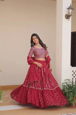 Embroidered Star Georgette Wedding Lehenga Choli