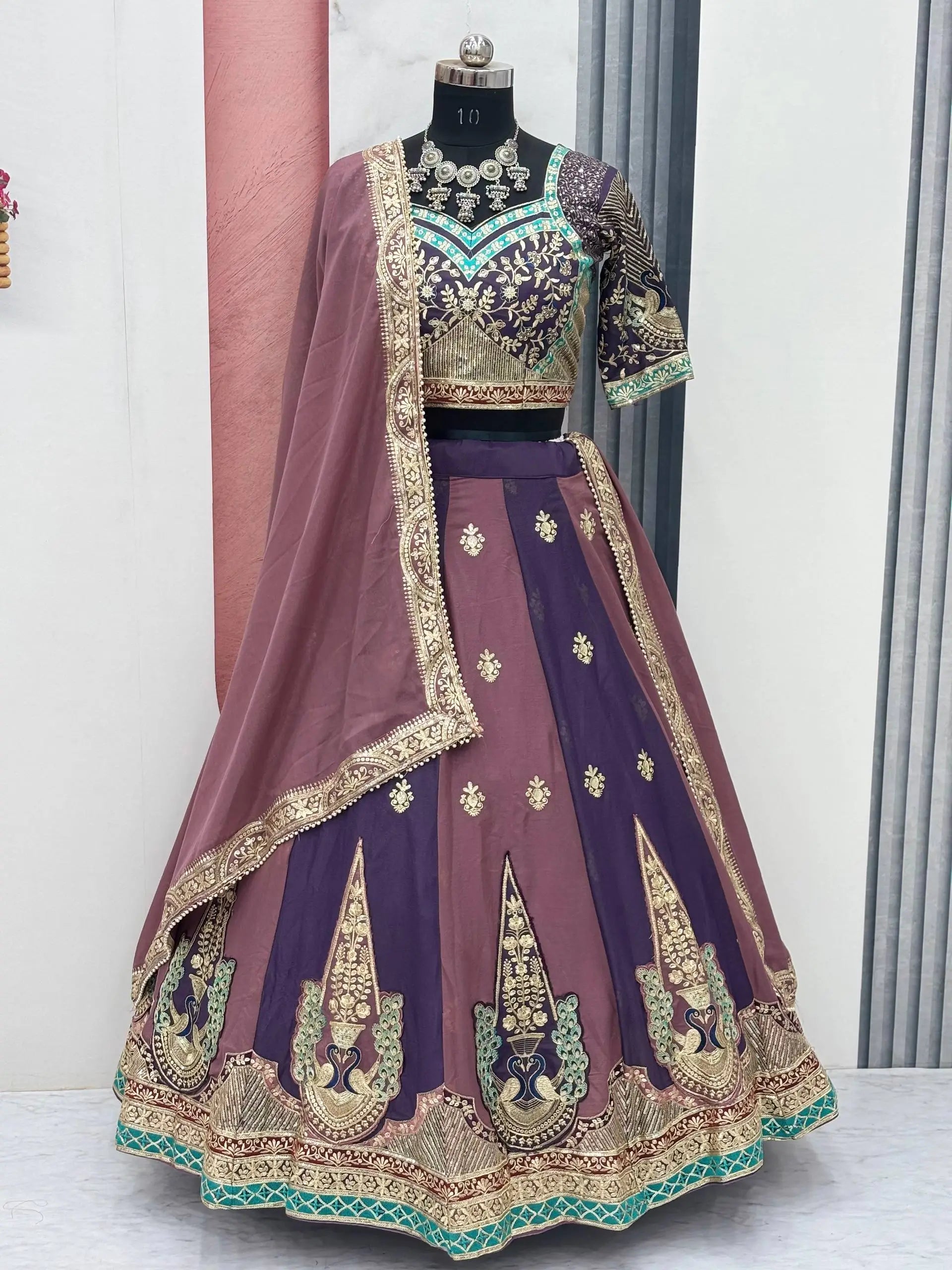 Embroidered Star Georgette Wedding Lehenga Set