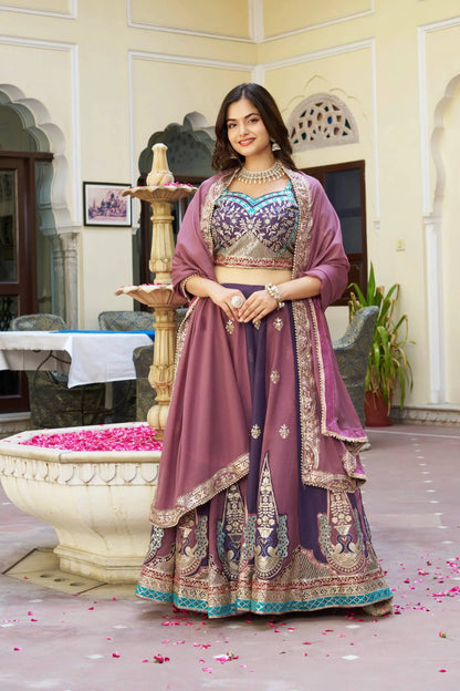 Embroidered Star Georgette Wedding Lehenga Set