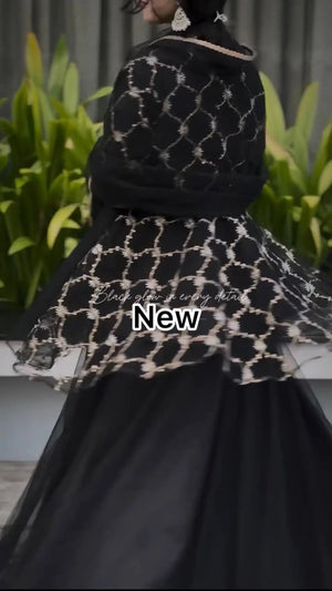 Embroidered Tabby Silk Kurta Palazzo Set With Dupatta