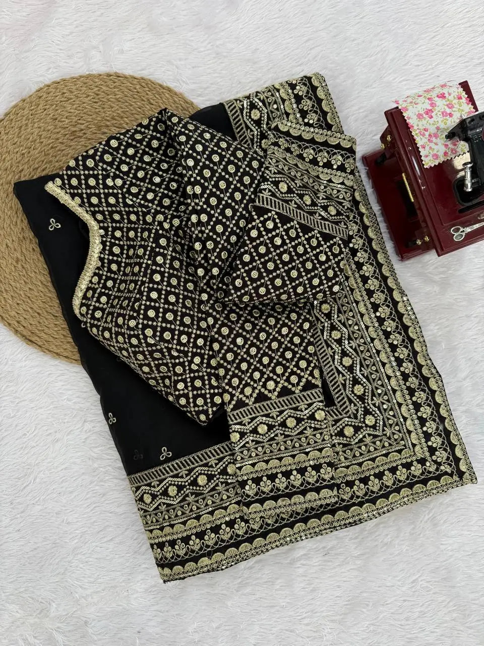Embroidered Tibby Silk Designer Saree