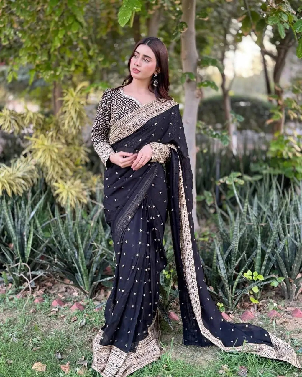 Embroidered Tibby Silk Designer Saree