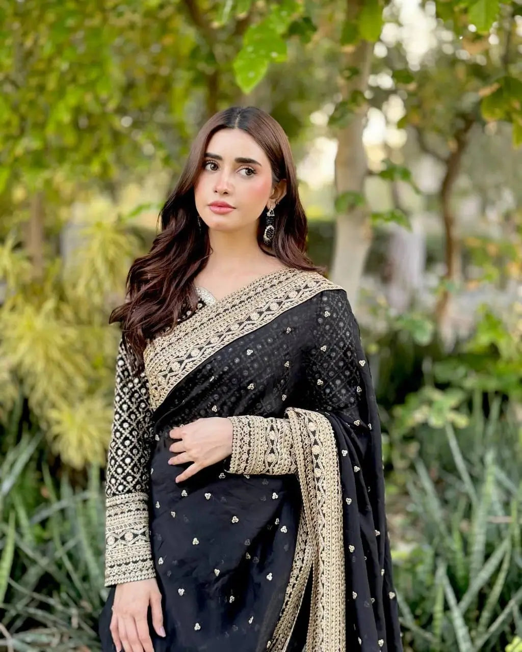 Embroidered Tibby Silk Designer Saree