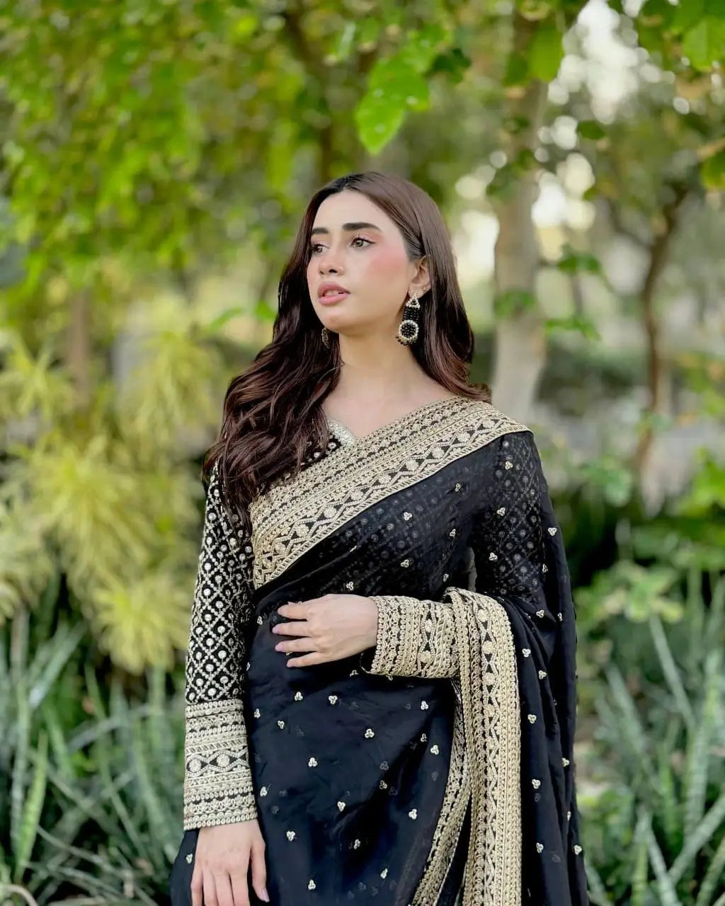 Embroidered Tibby Silk Designer Saree
