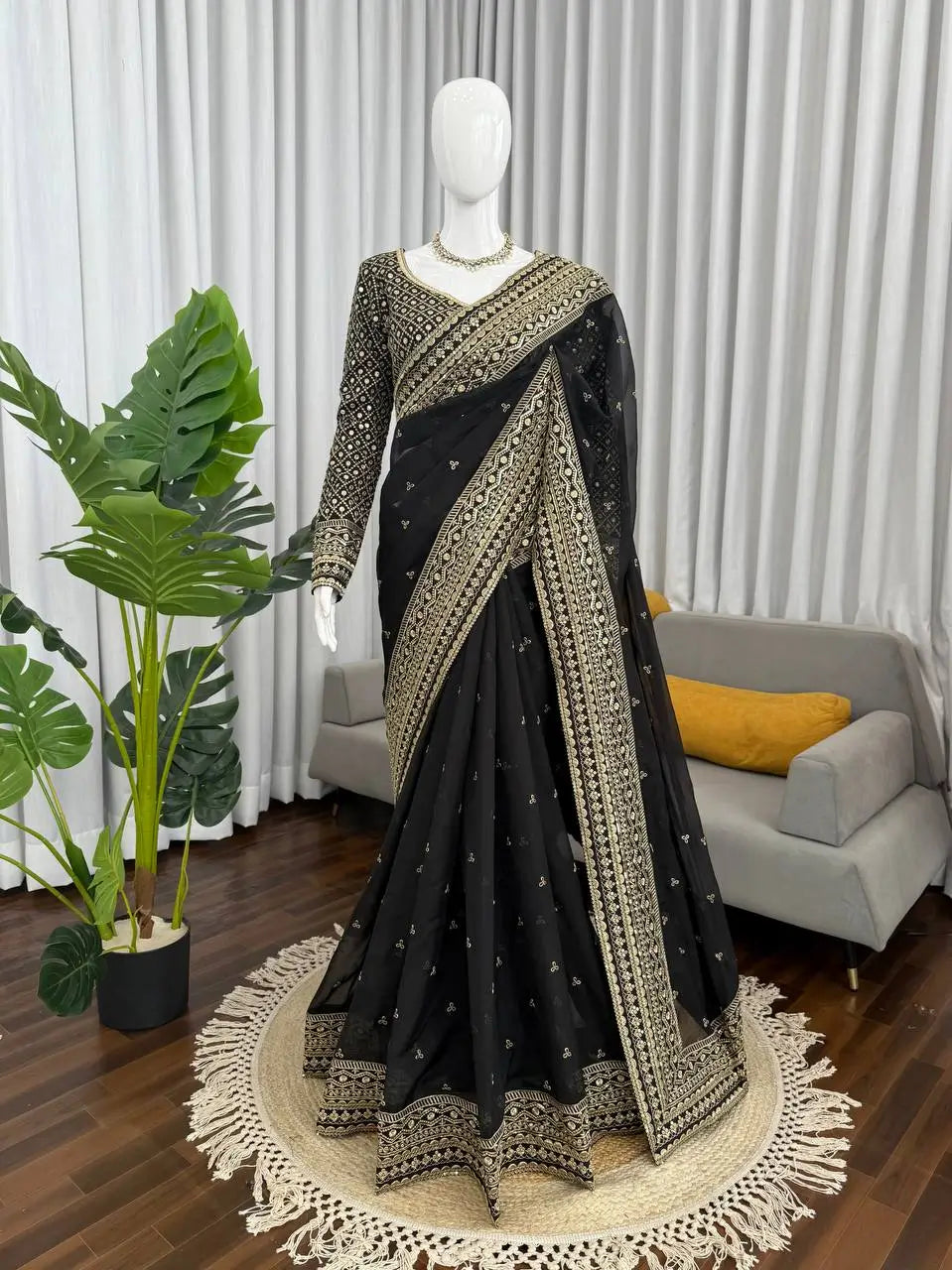 Embroidered Tibby Silk Designer Saree