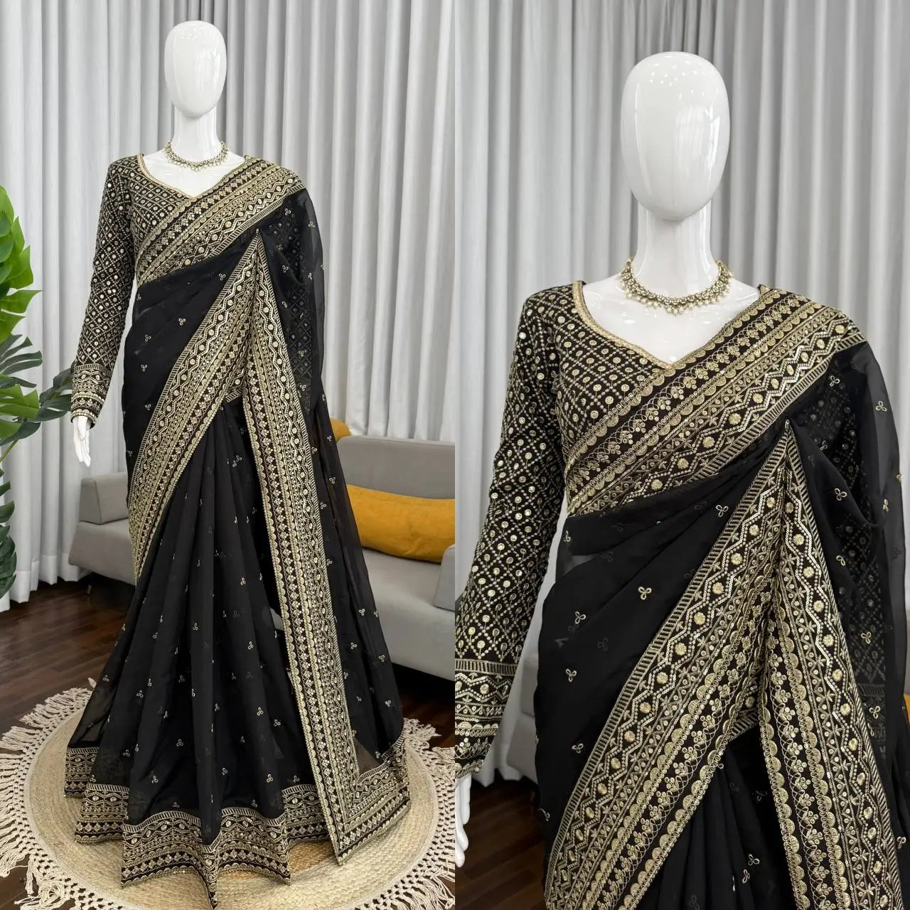 Embroidered Tibby Silk Designer Saree