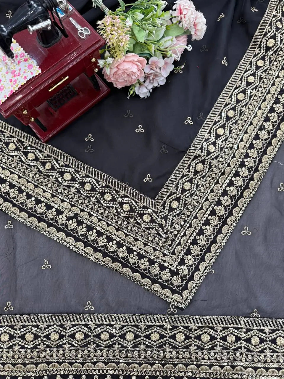 Embroidered Tibby Silk Designer Saree