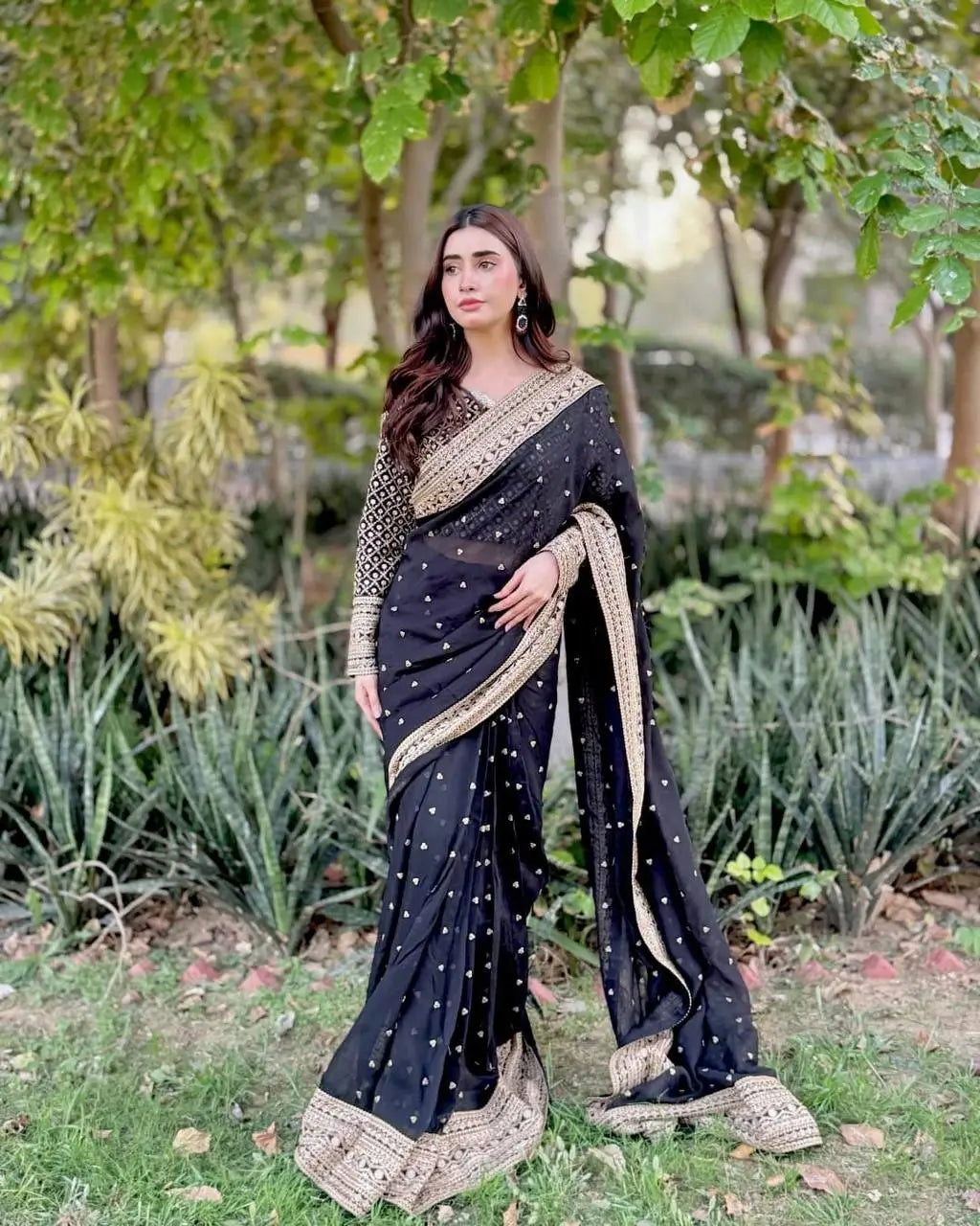 Embroidered Tibby Silk Designer Saree