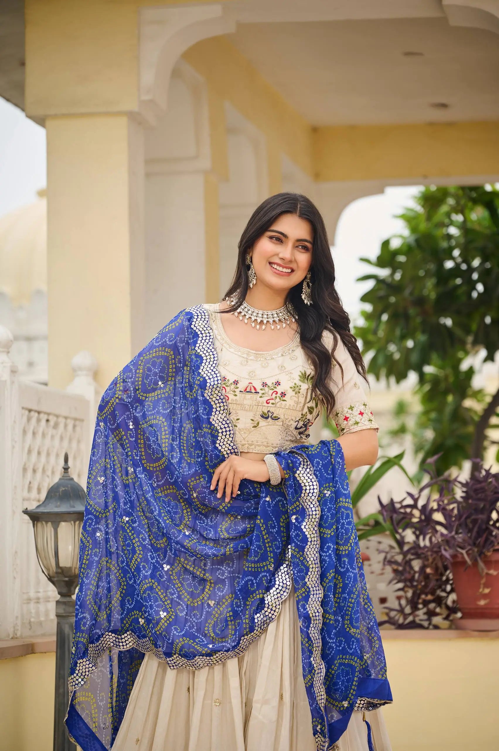 Embroidered Tissue Silk Festival Lehenga Choli