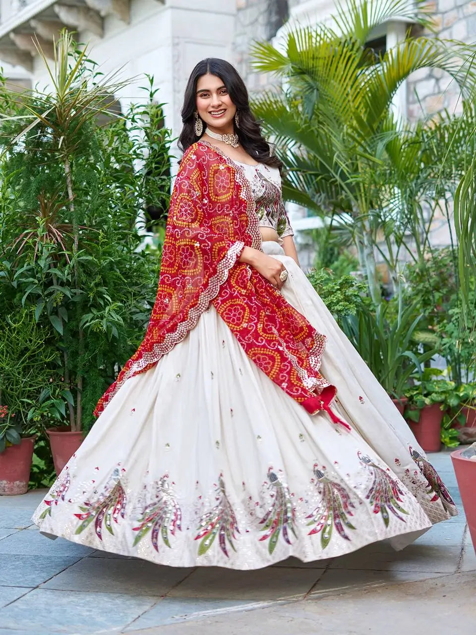 Embroidered Tissue Silk Festival Lehenga Choli