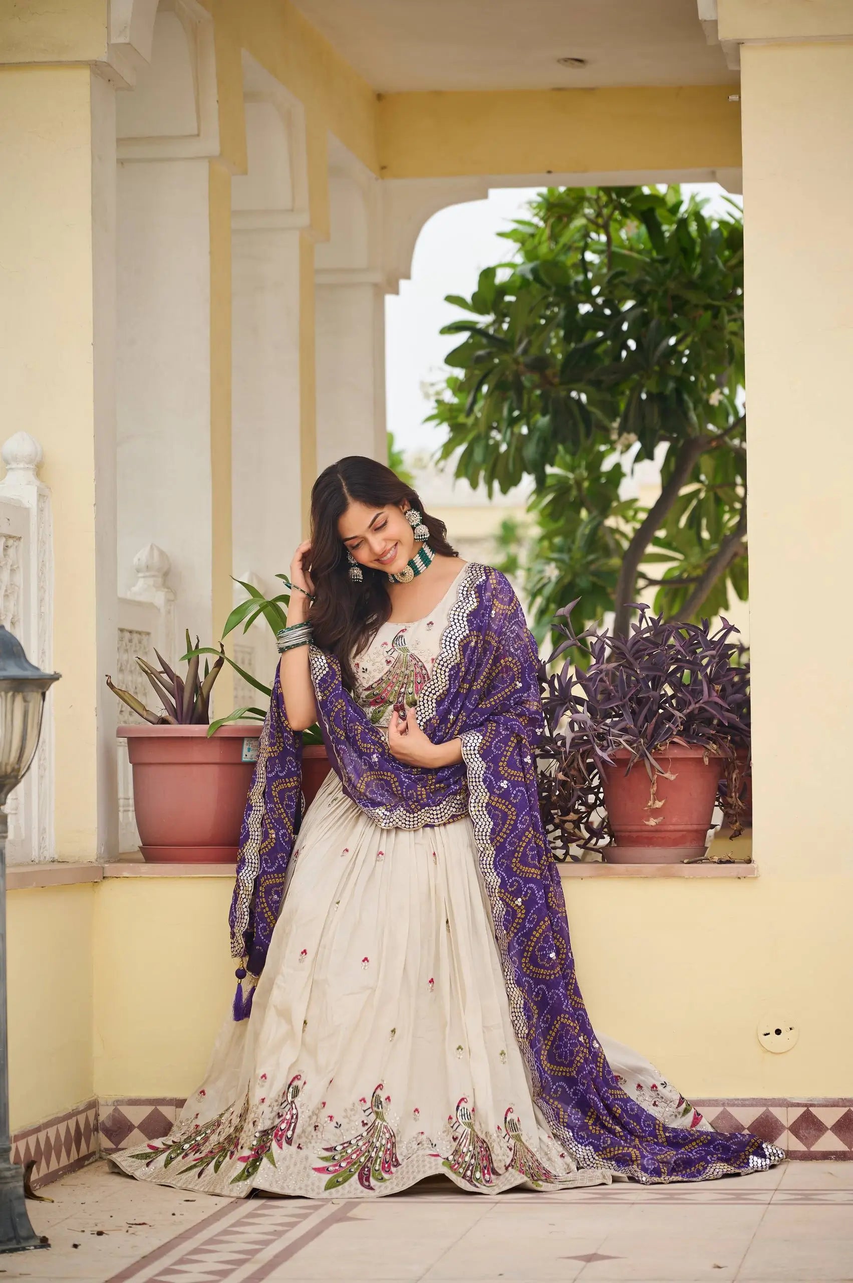 Embroidered Tissue Silk Festival Lehenga Choli