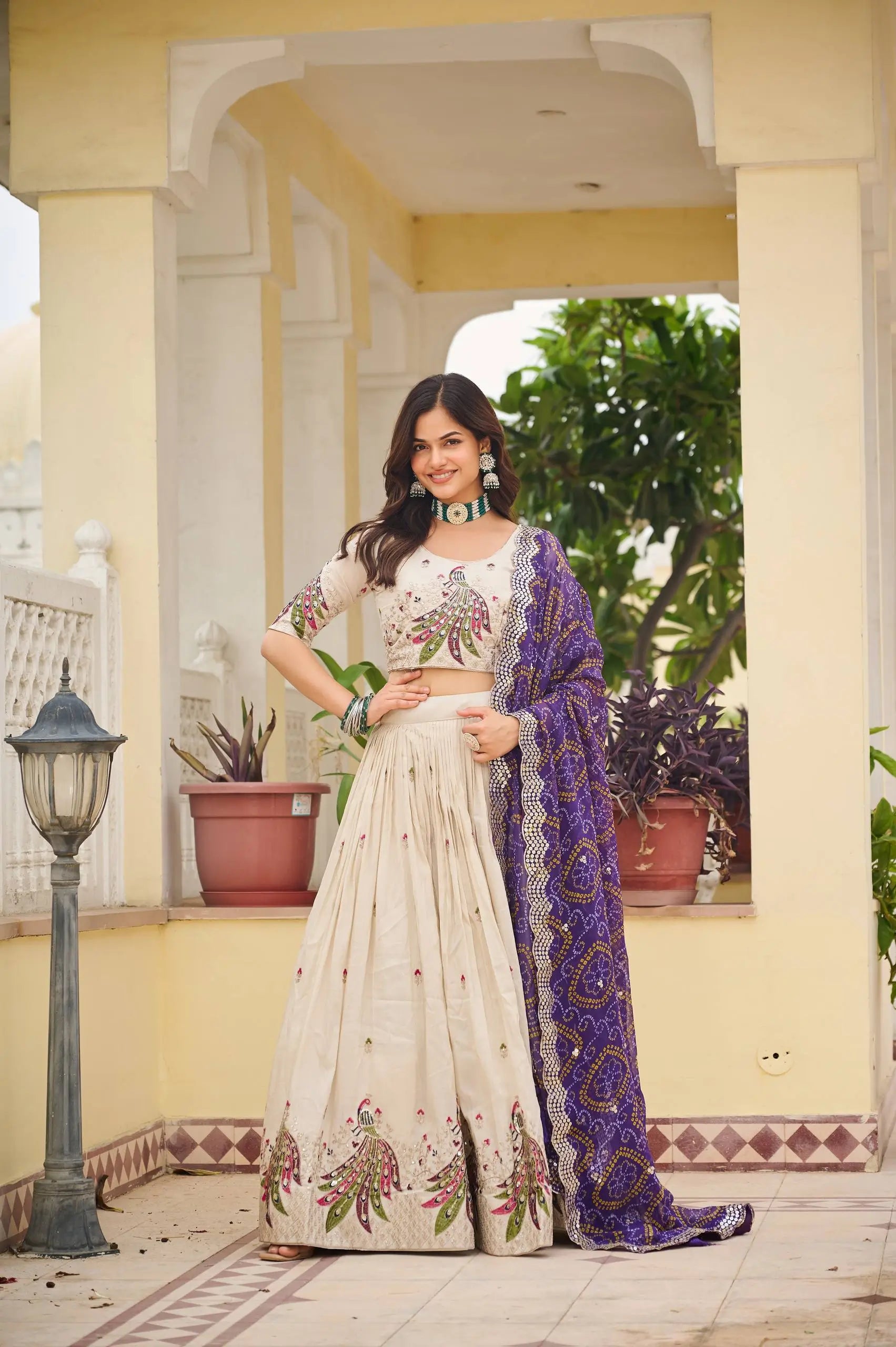 Embroidered Tissue Silk Festival Lehenga Choli