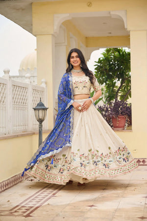 Embroidered Tissue Silk Festival Lehenga Choli