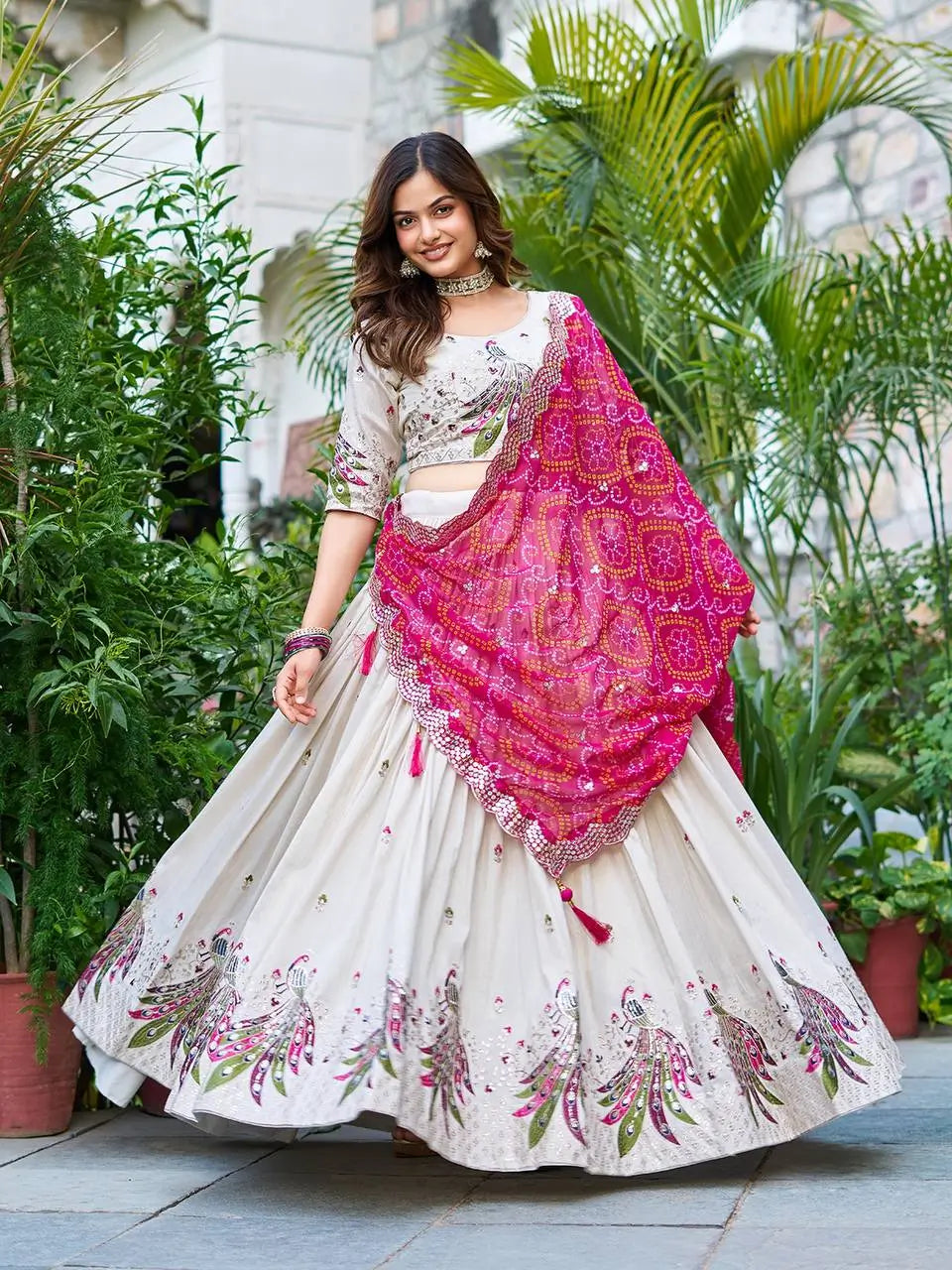 Embroidered Tissue Silk Festival Lehenga Choli