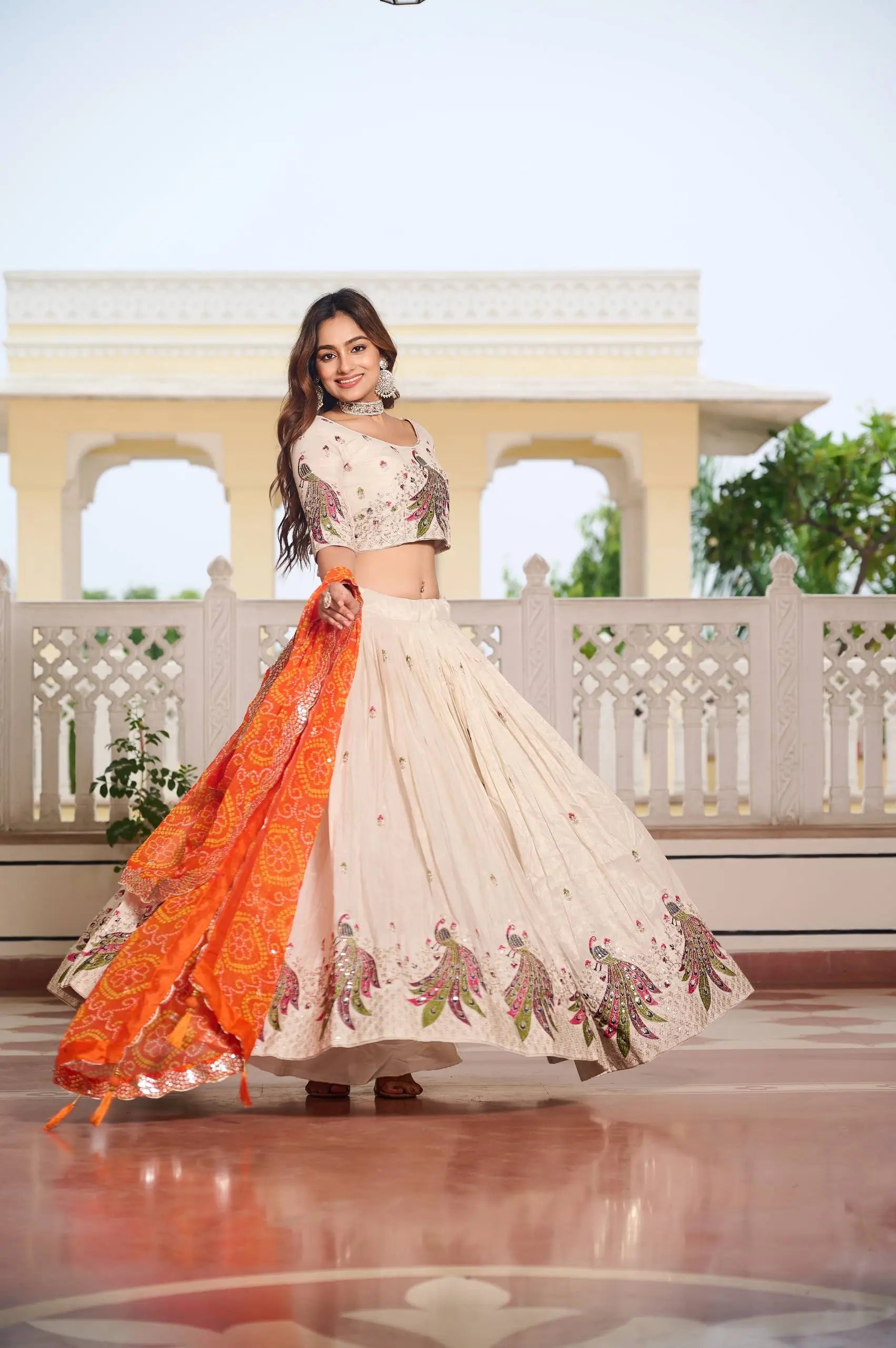 Embroidered Tissue Silk Festival Lehenga Choli
