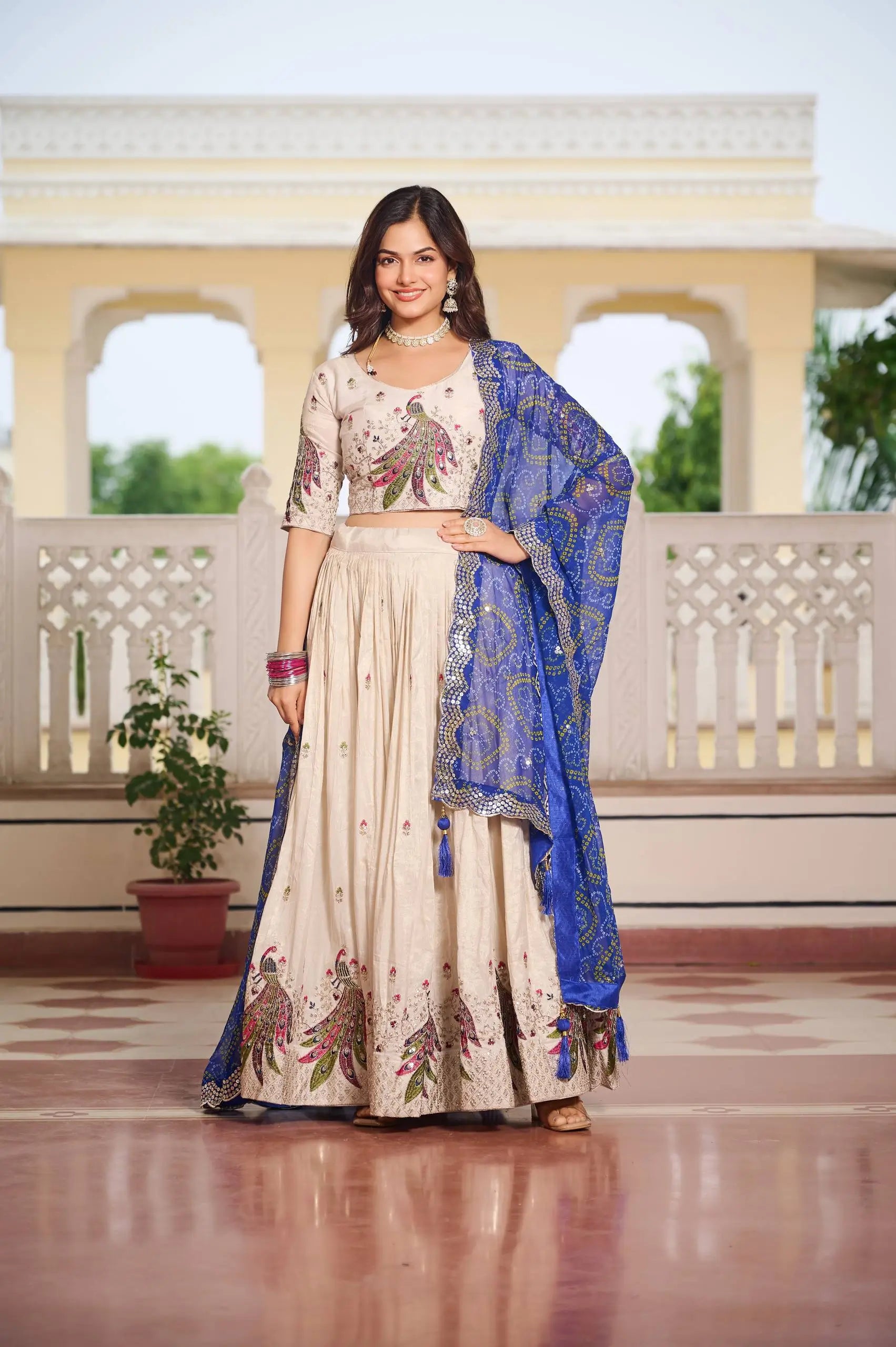 Embroidered Tissue Silk Festival Lehenga Choli