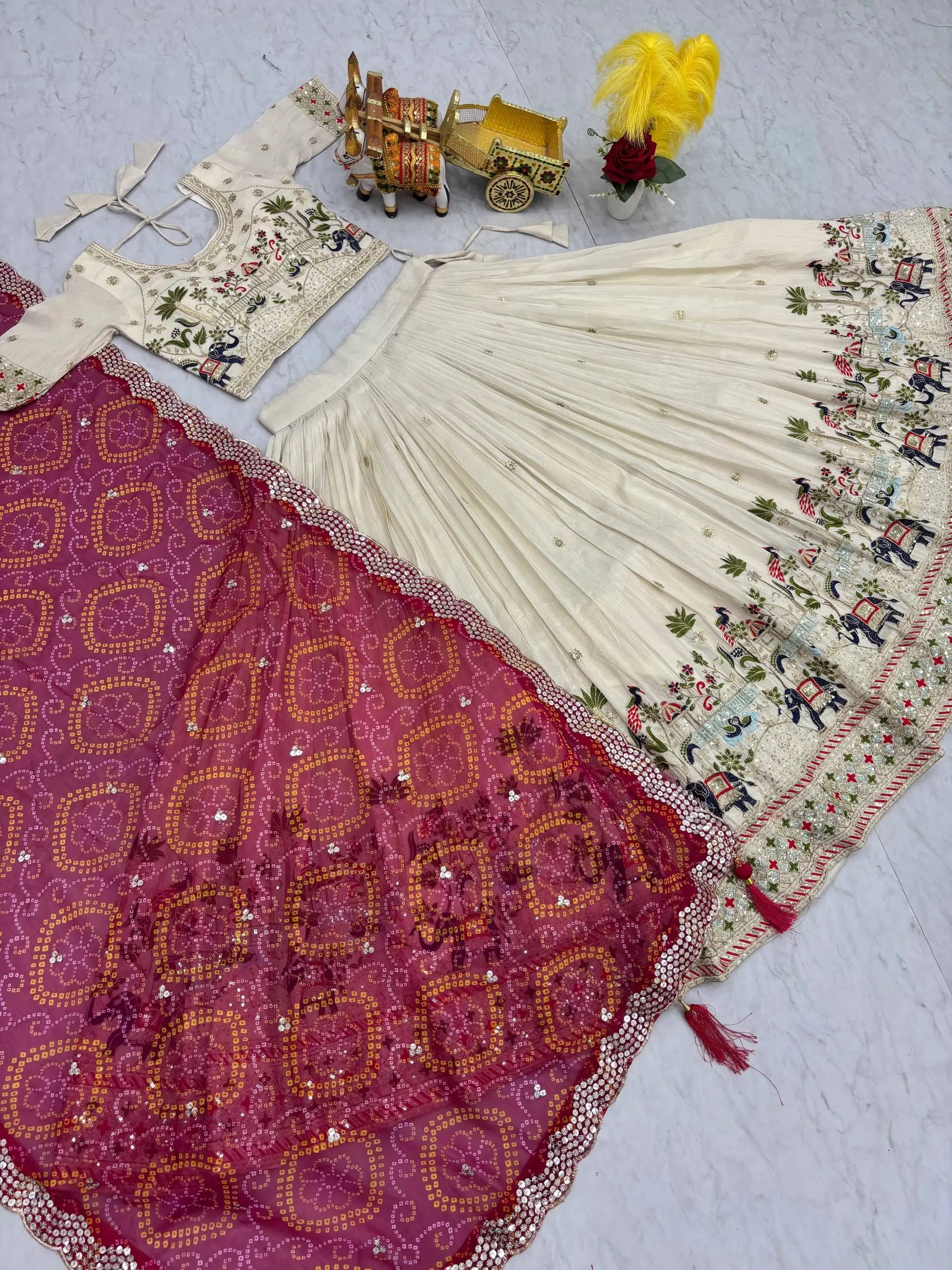 Embroidered Tissue Silk Festival Lehenga Choli