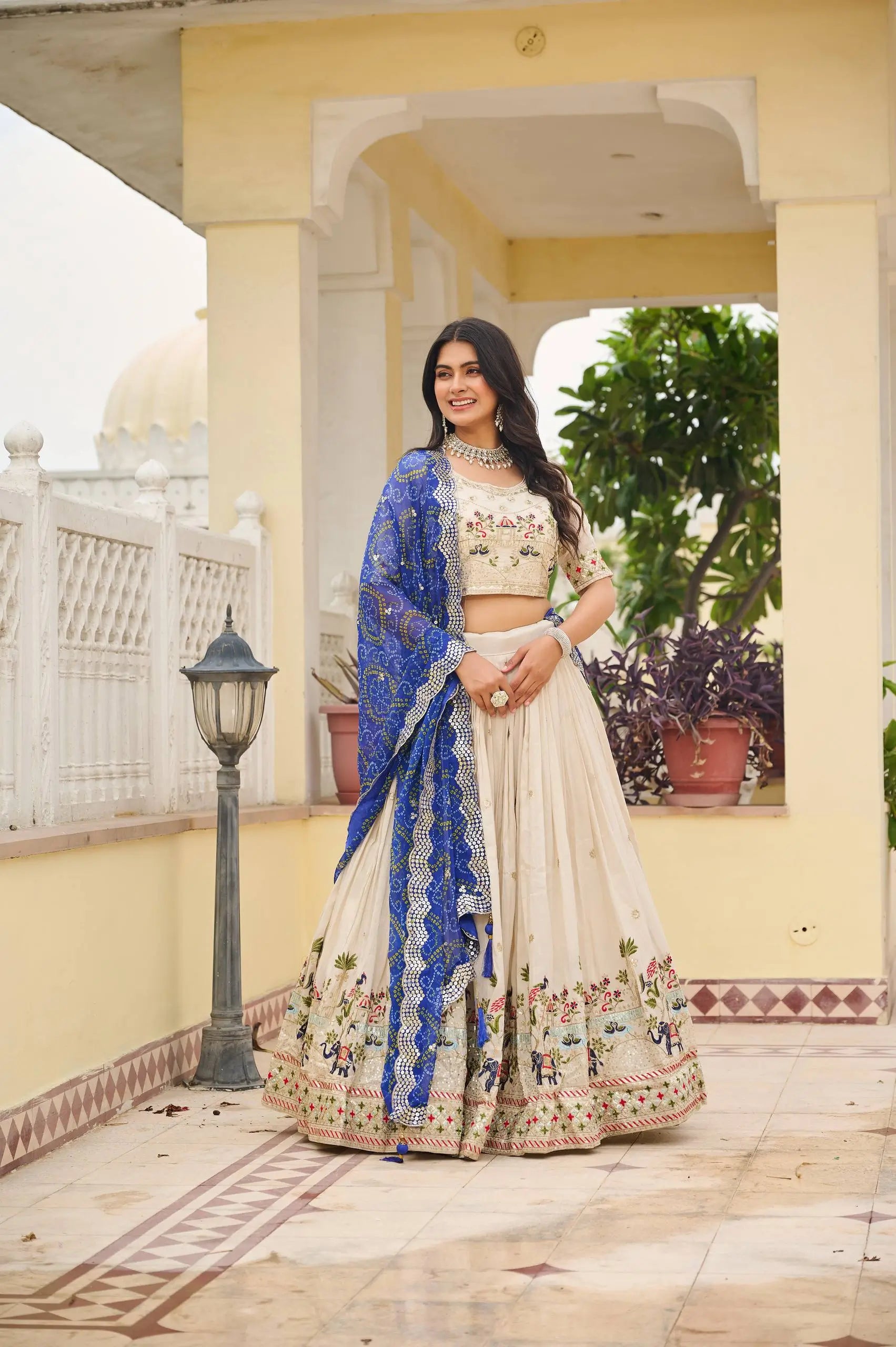 Embroidered Tissue Silk Festival Lehenga Choli