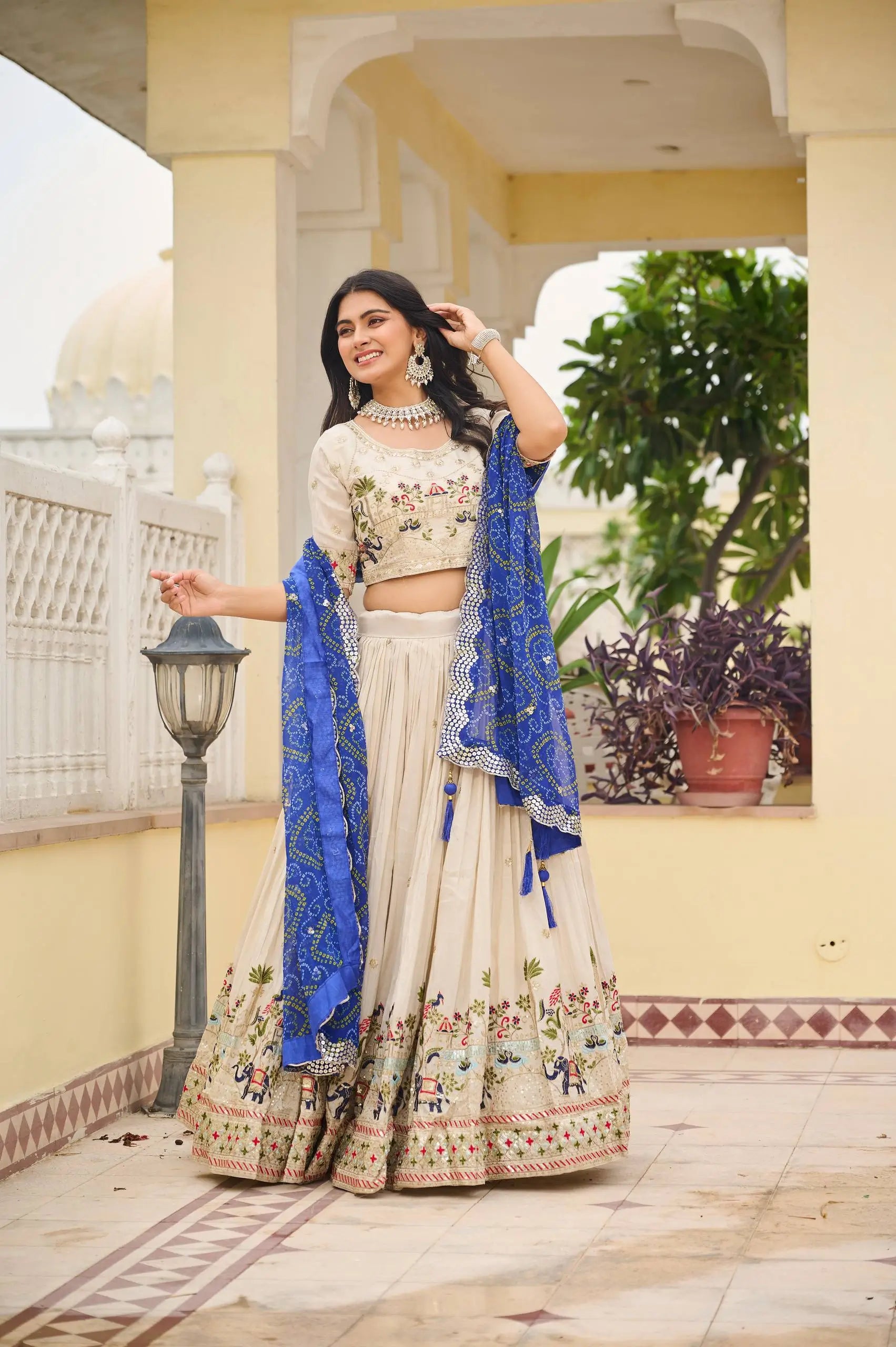 Embroidered Tissue Silk Festival Lehenga Choli